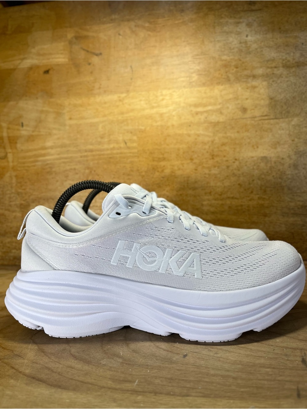 Hoka One One Bondi 8 REFLECTIVE Womens Size 9 Running Shoes Sneakers White